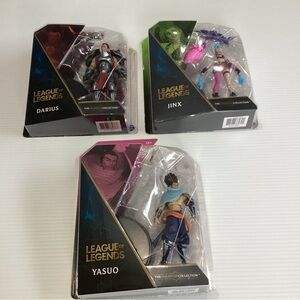 3 X League of Legends The Champion Collection 4" Yasuo, Jinx, Darius Figures NIB